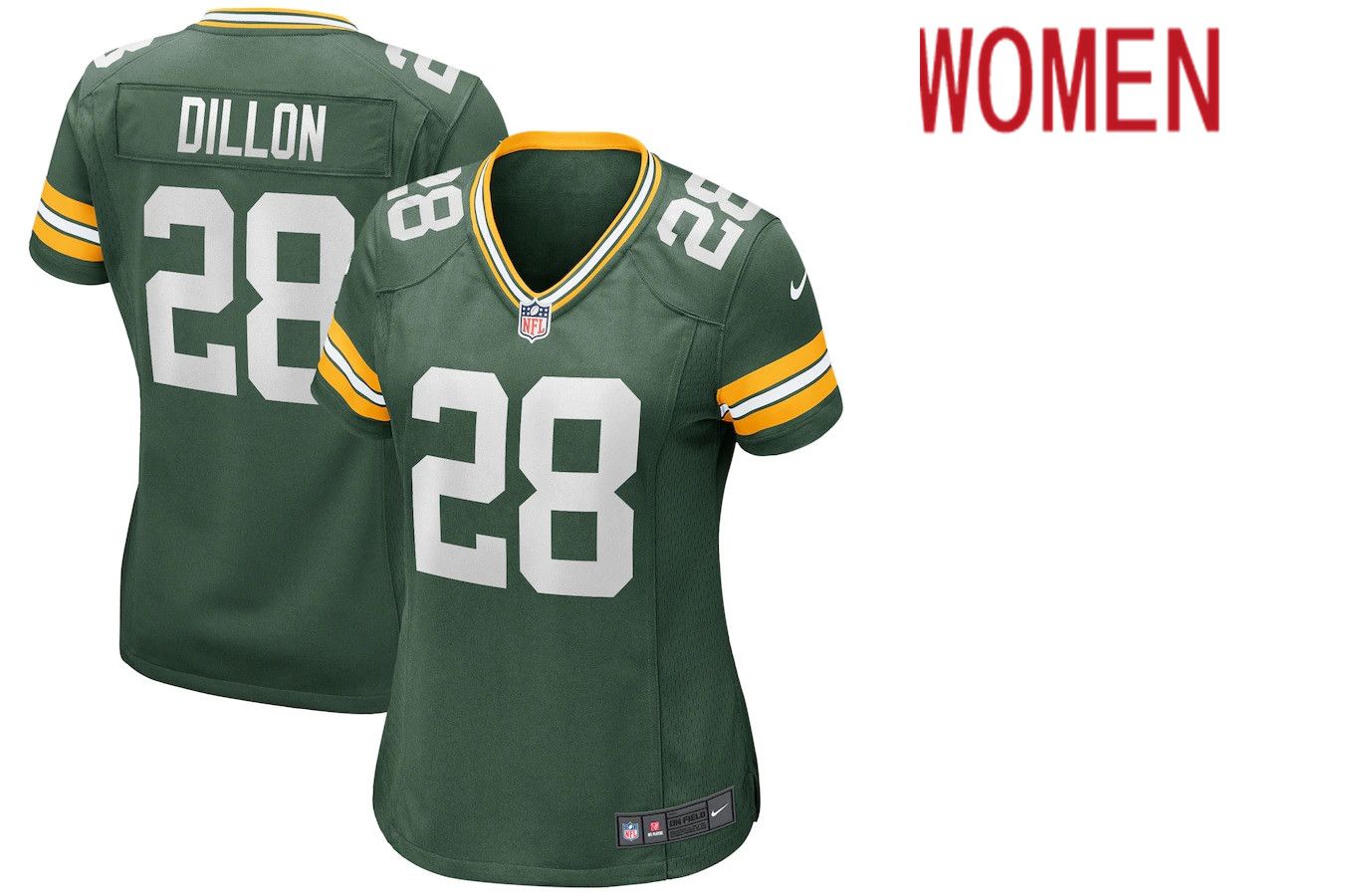 Women Green Bay Packers #28 AJ Dillon Nike Green Player Game NFL Jersey